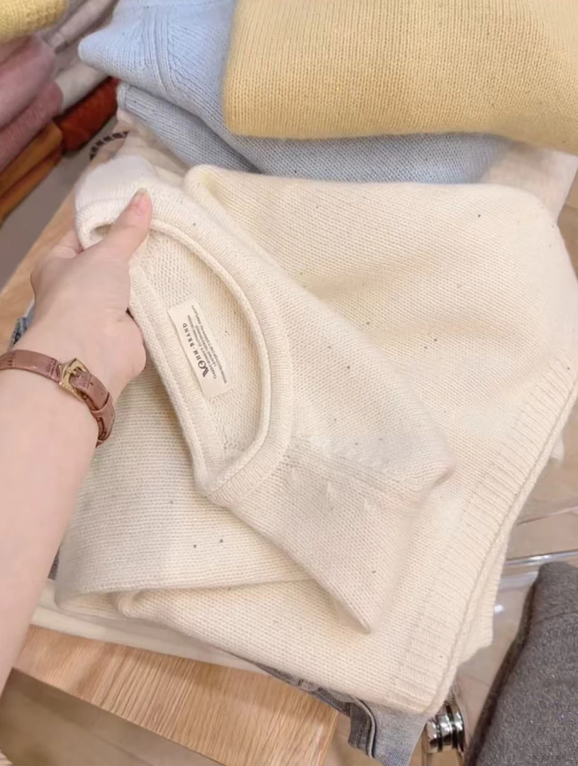 七言家巨好看！栀子白卷边加厚毛衣1