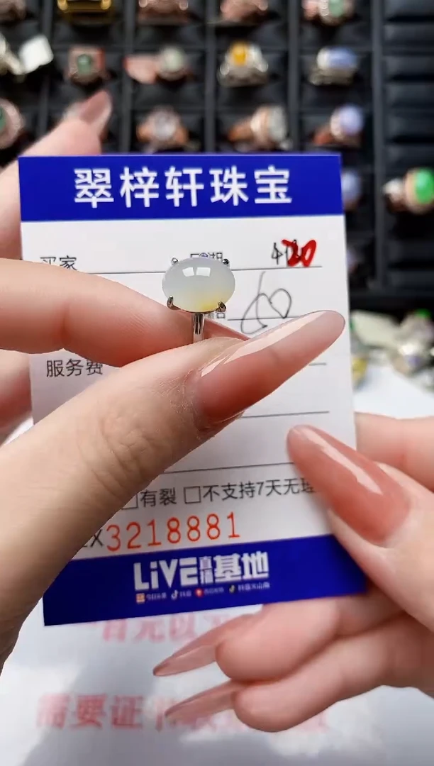翡翠戒指银S925镶嵌8881