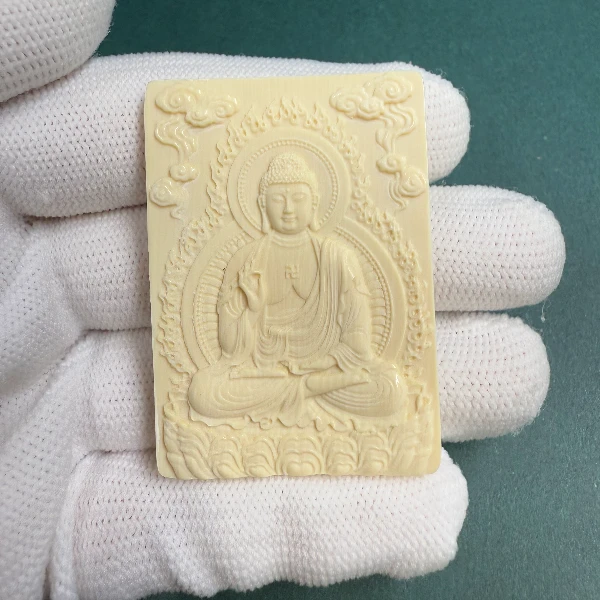 E6636天然猛犸牙雕刻牌 支持鉴定 假一罚四