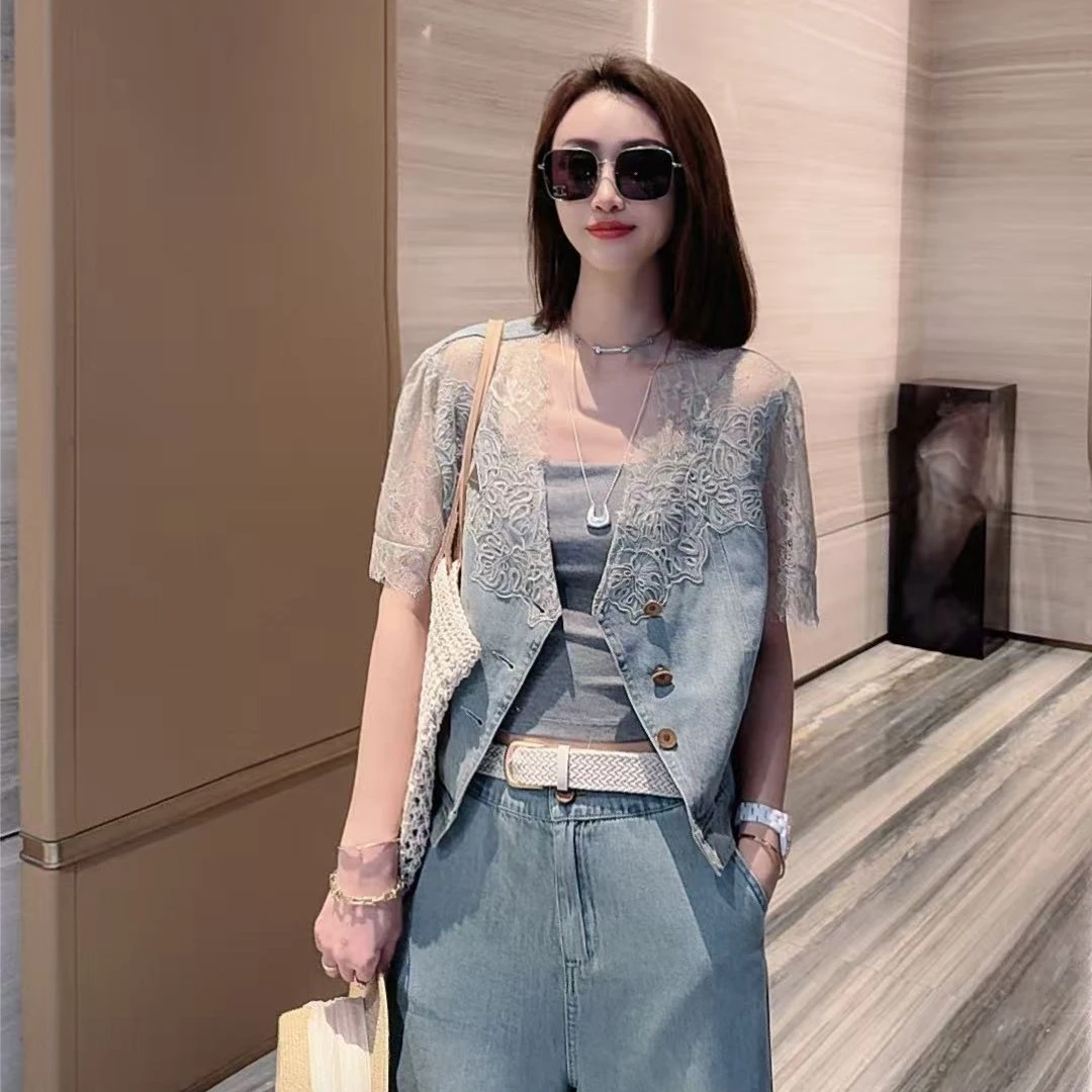 【情人知己】2025春夏新款时尚百搭休闲设计师牛仔外套H2296