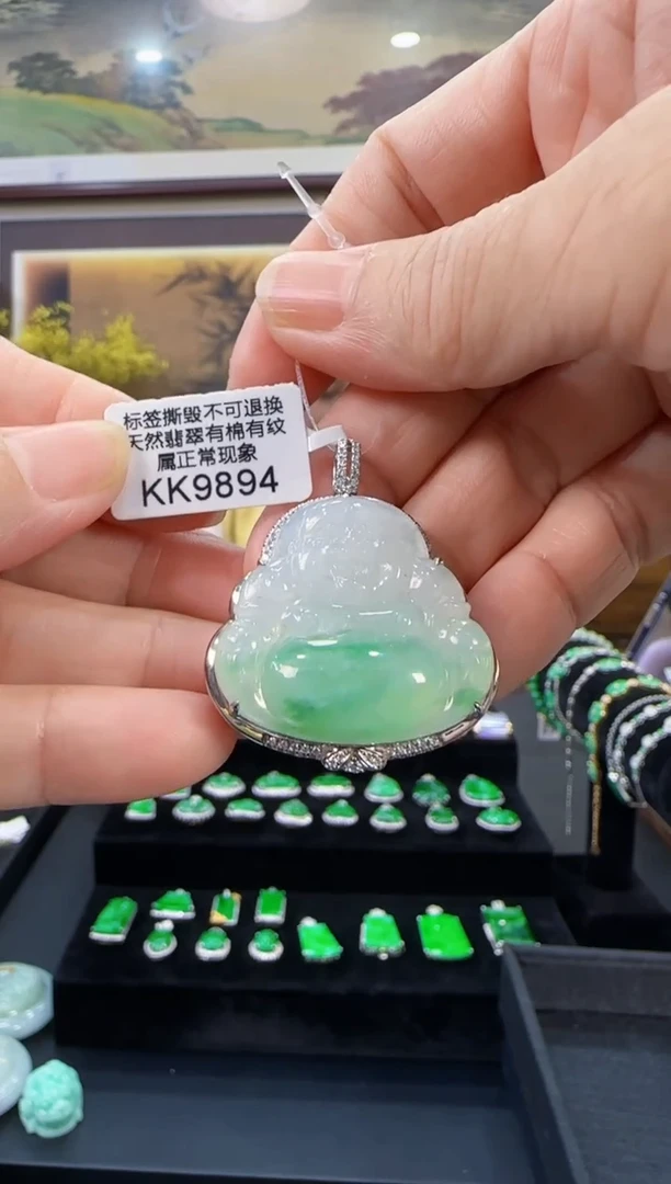 颈饰18K金镶嵌翡翠KK9894佛公