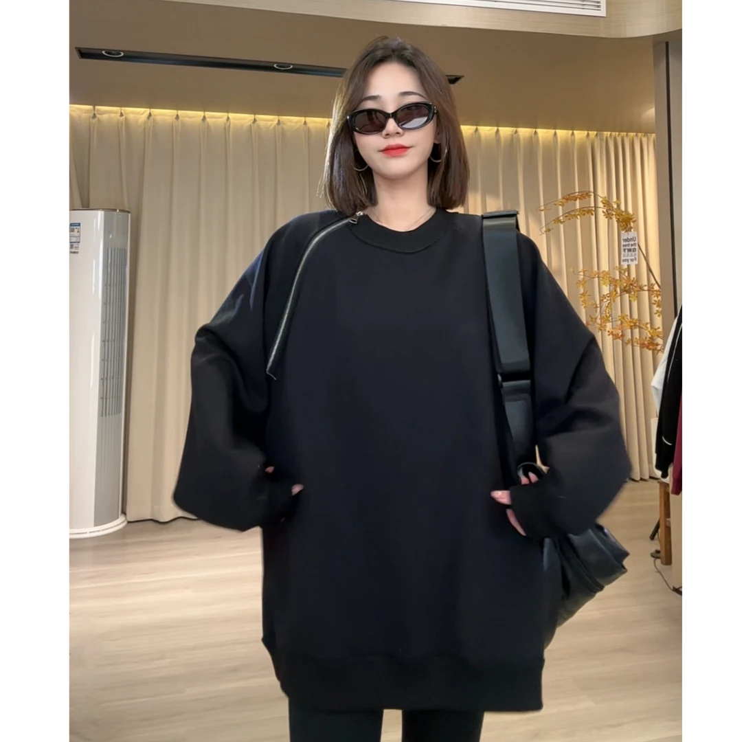 2025年加绒加厚斜开单拉链设计款卫衣8215