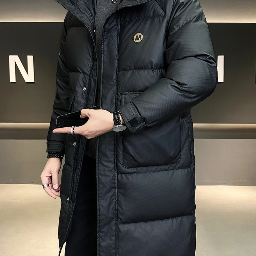 羽绒服男中长款冬季2025新款连帽休闲帅气时尚高端防水冬装外套男