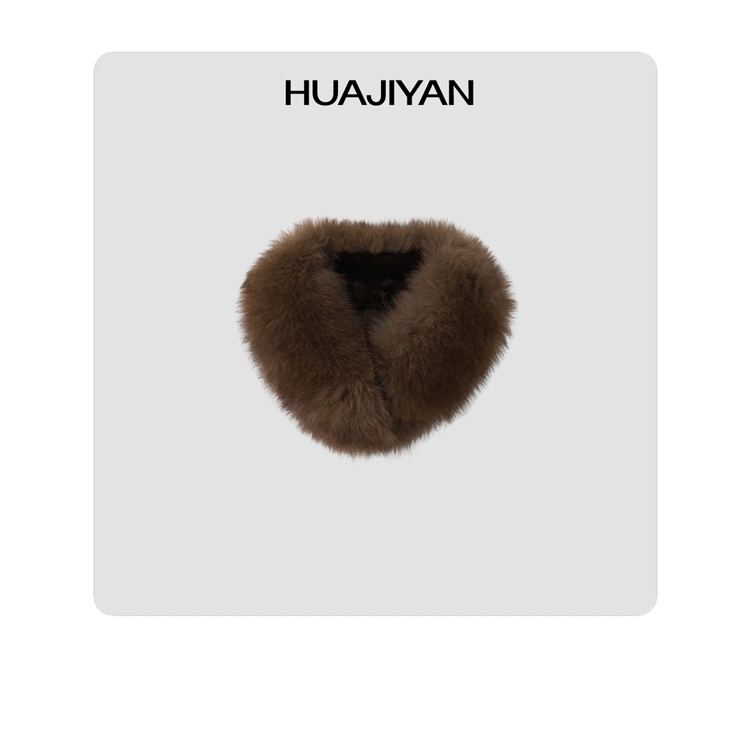 华吉言/HUAJIYAN【配饰系列】狐狸毛皮獭兔毛拼接秋冬保暖围脖围巾