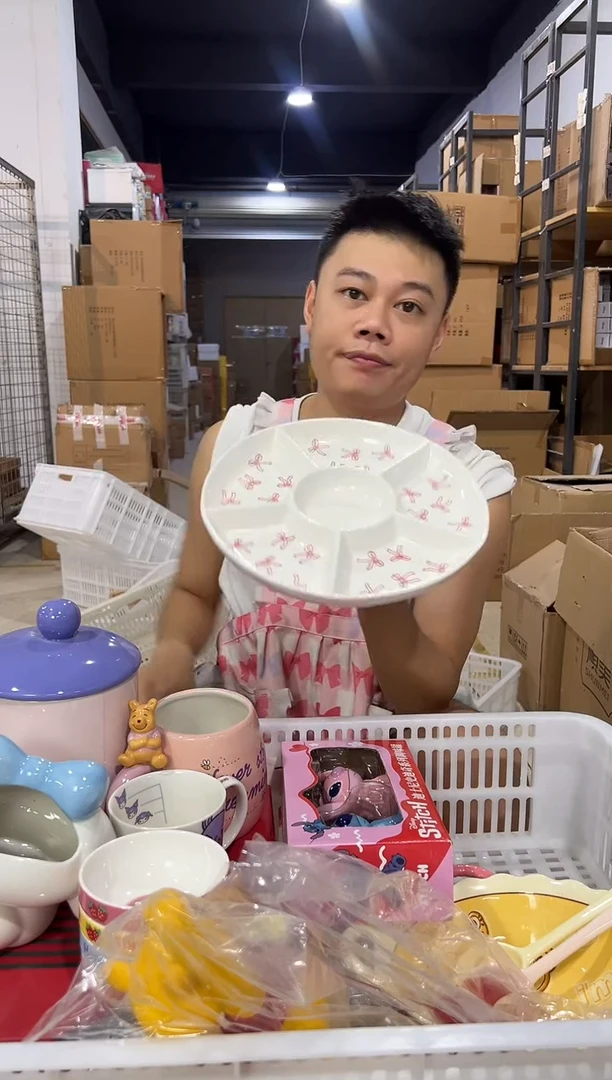 瓷片圆形五格盘 微瑕