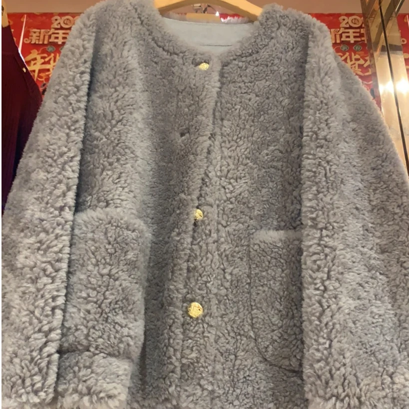 【遂宁恒宣】C57452短款时尚百搭女士加厚冬季皮毛一体外套