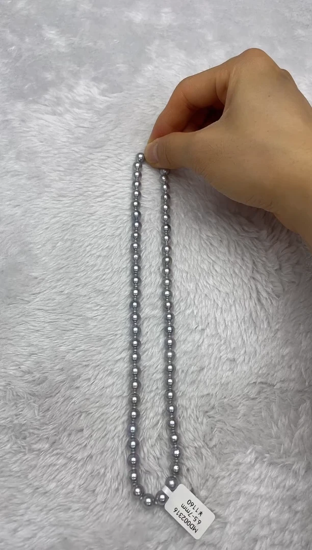 项链银S925镶嵌海水珍珠AK真多麻6.5-7mm