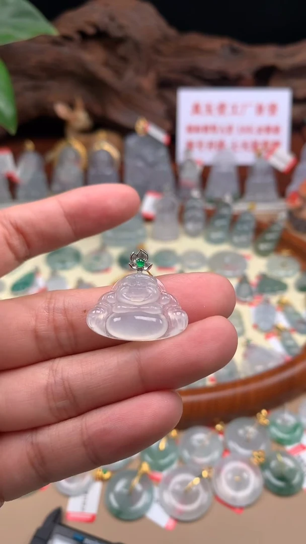 【闪购商品】翡翠吊坠(不含链)18K金镶嵌佛公