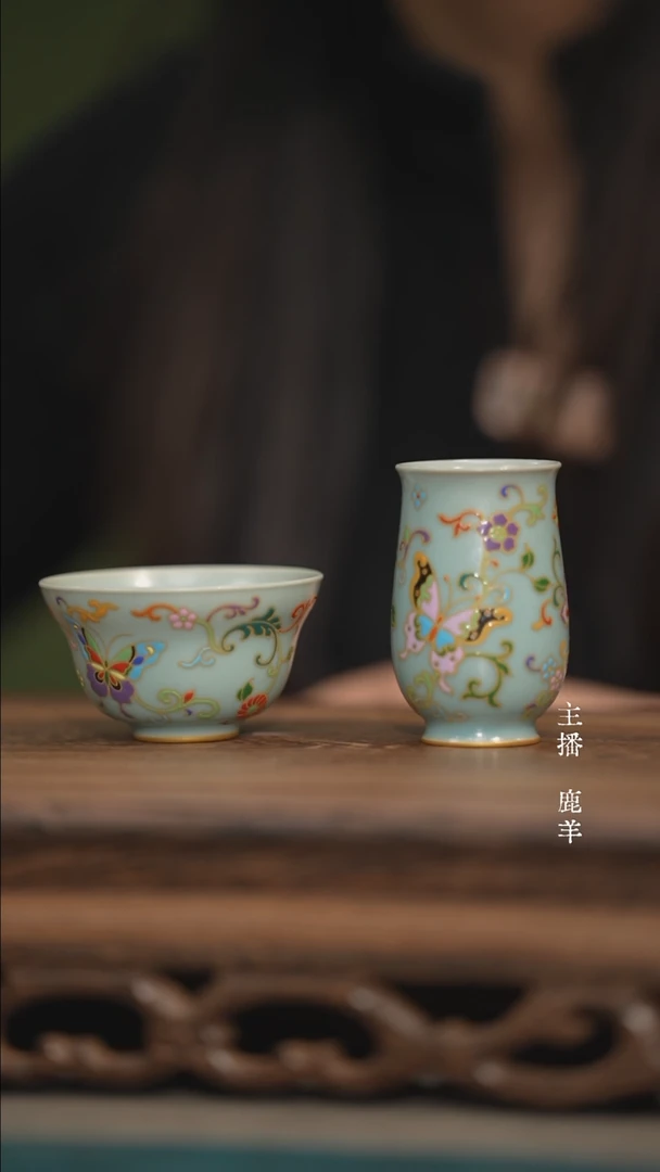 ?**龙葫芦杯+闻香杯（晓青珐琅彩）羊
