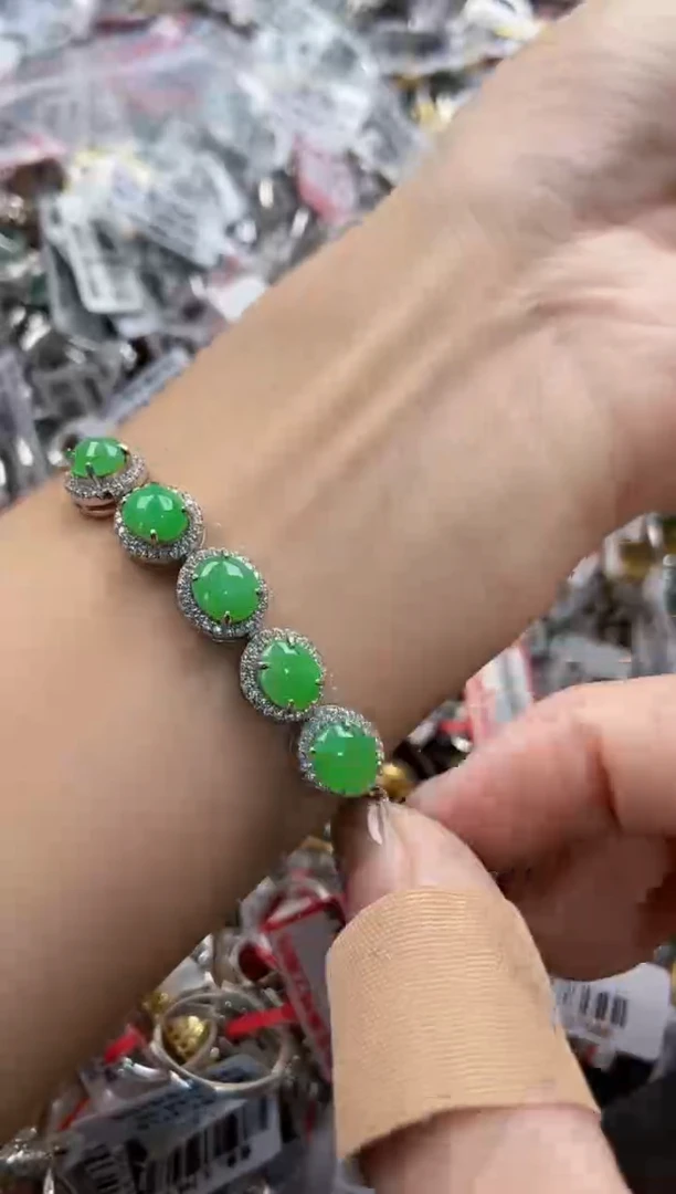 银S925镶嵌戒指翡翠666   6