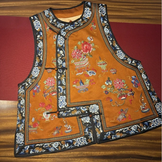 金玉满堂 芳华设计新中式复古刺绣马甲国风圆领刺绣马甲