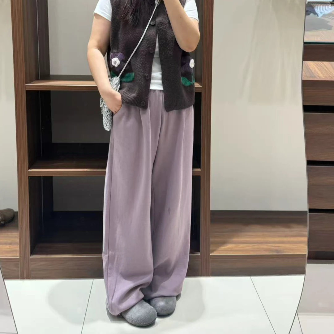 秋冬新款~6001香芋紫抽绳卫裤