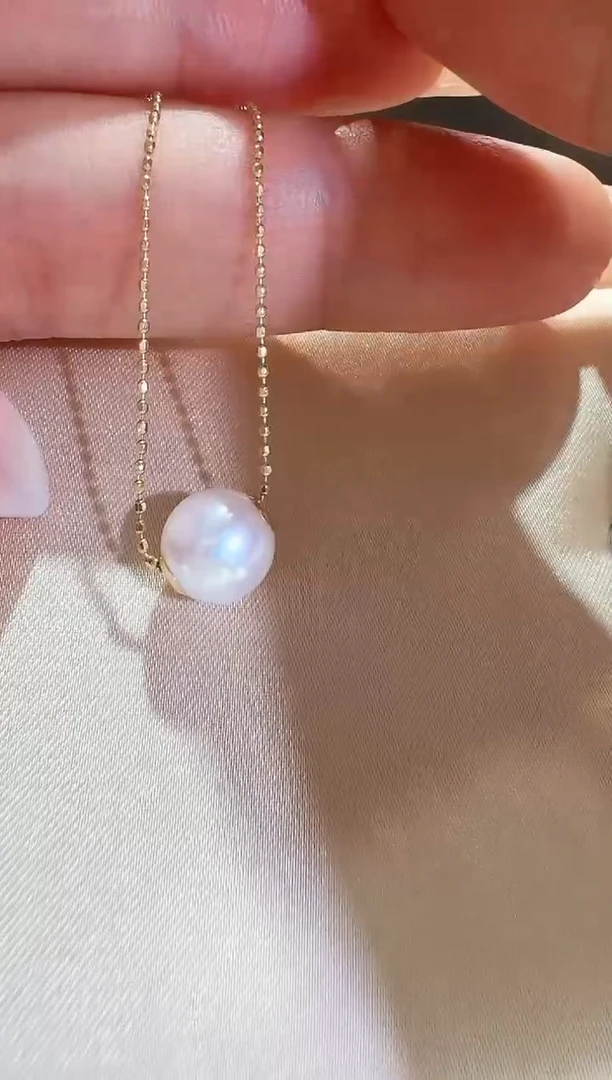 【闪购商品】淡水珍珠单吊坠18K金镶嵌珍珠单吊坠不含链