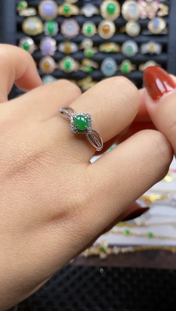 银S925镶嵌戒指翡翠447