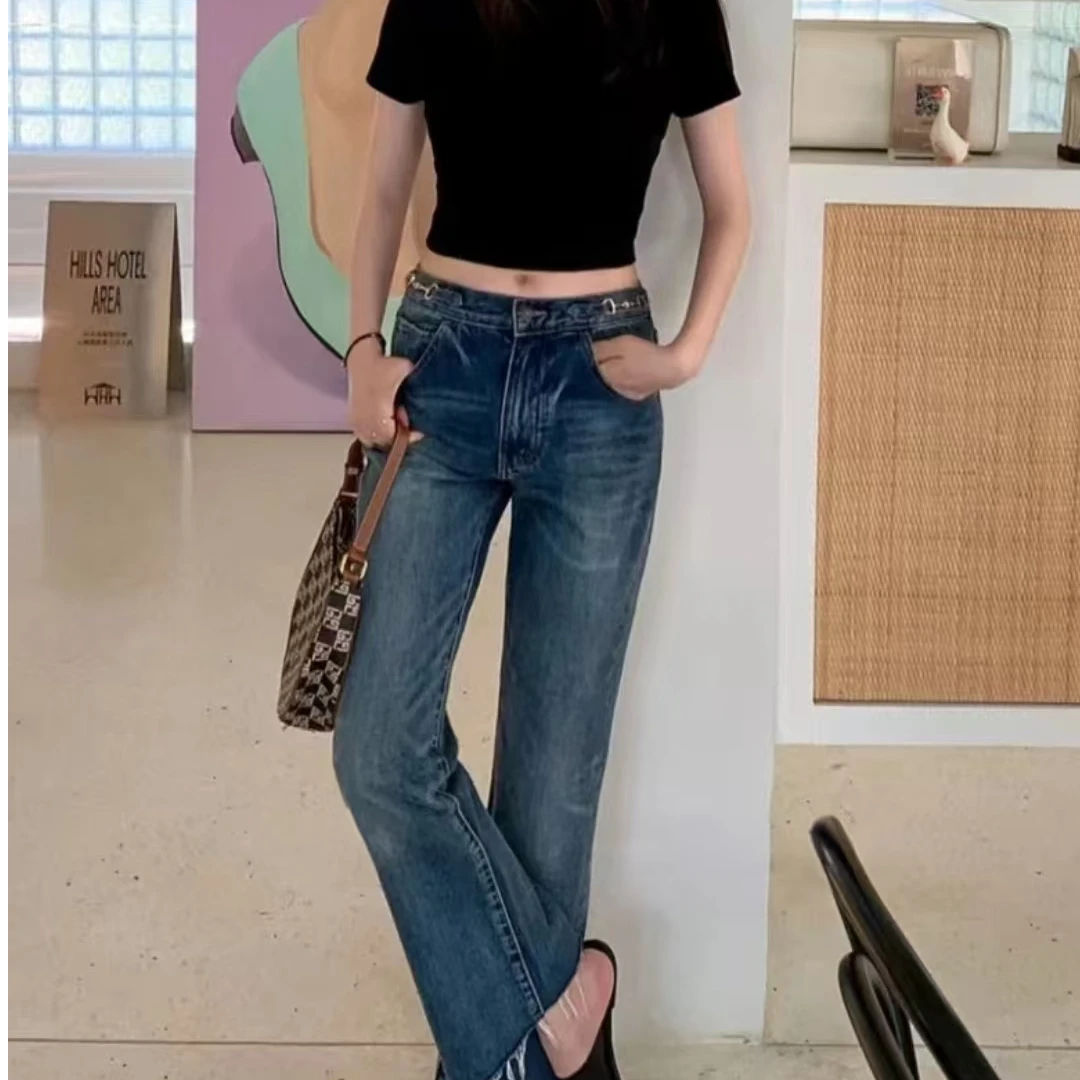 未使用 Celine/思琳 凯旋门金扣牛仔裤 蓝色/25/30