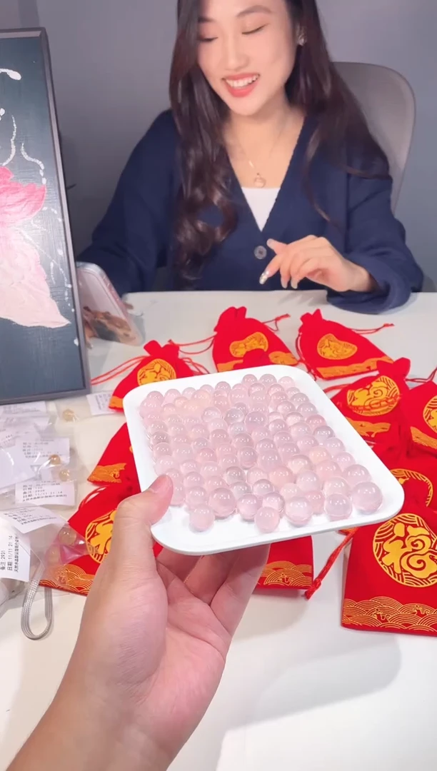 未镶嵌珠宝半成品水晶【V13】粉晶单珠13M多样性随1个