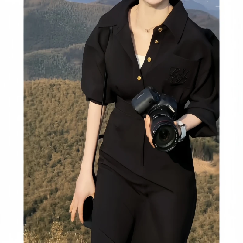 早秋法式复古风大码连衣裙新款温柔风休闲收腰显瘦气质高端连衣裙