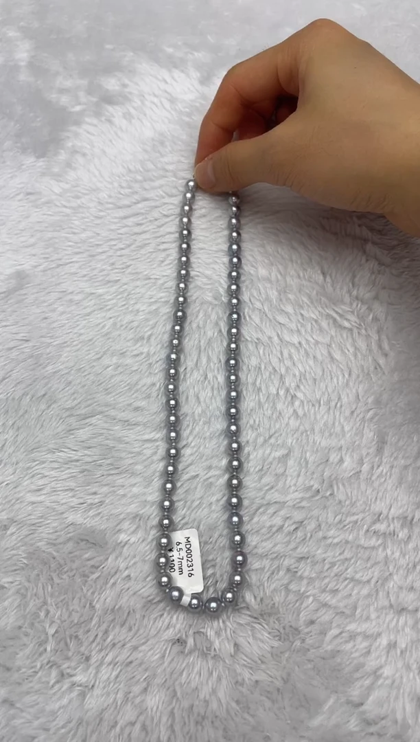项链银S925镶嵌海水珍珠AK真多麻6.5-7mm