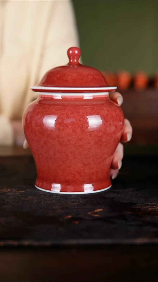 杯子白泥苏*蛰景德镇纯手工陶瓷豇豆红