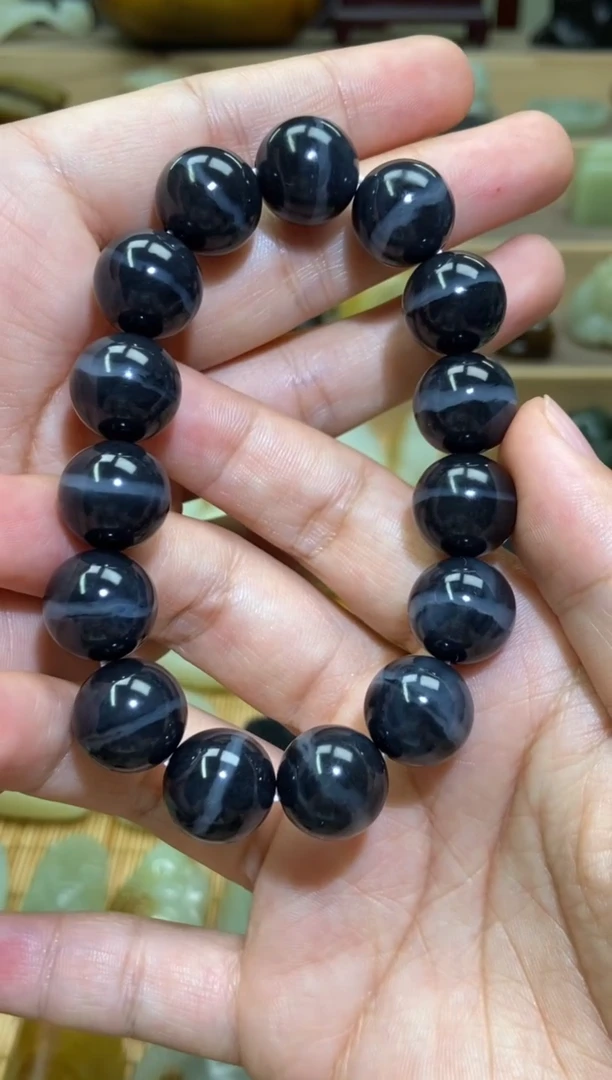 未镶嵌手串和田玉新疆和田玉青花一线天手串 卡14