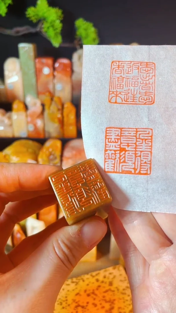 浙江红石印石手工篆刻《人生得意须尽欢》