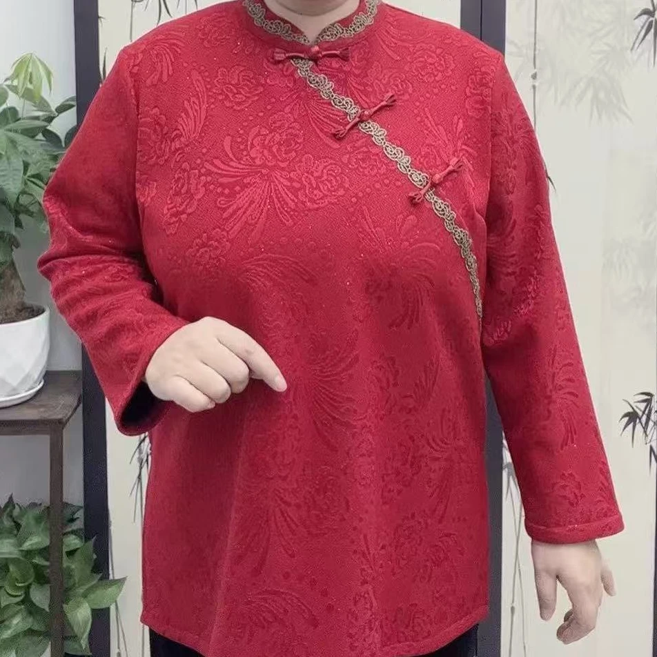 8094复古提花立领加绒保暖洋气显瘦百搭上衣