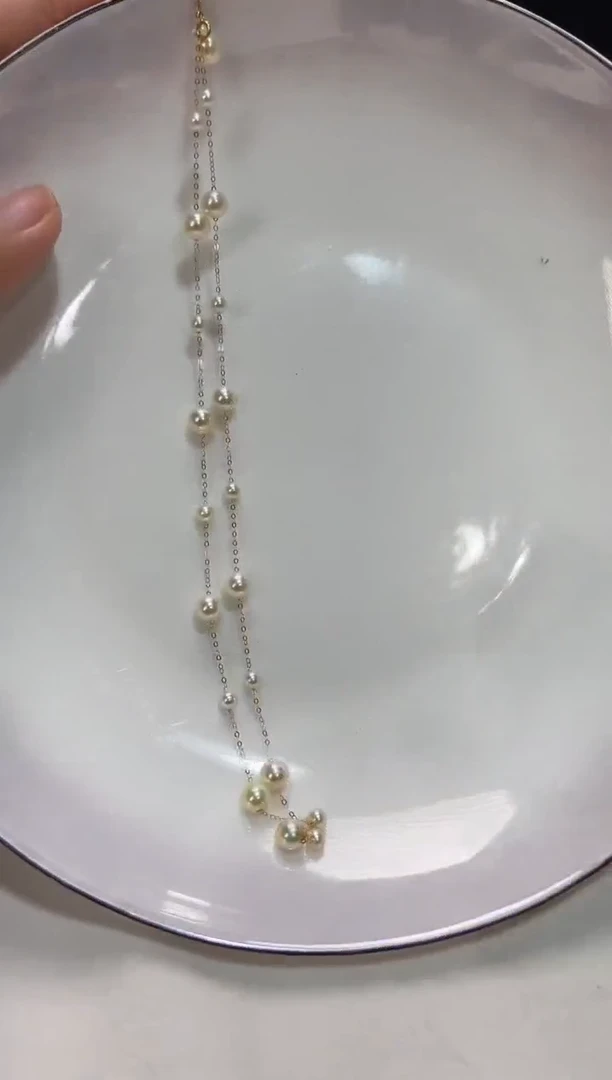 海水珍珠18K金镶嵌颈饰（涵涵）羽皇金满天星 P1334