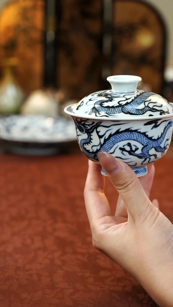 行龙内膜印盖碗博陵造物