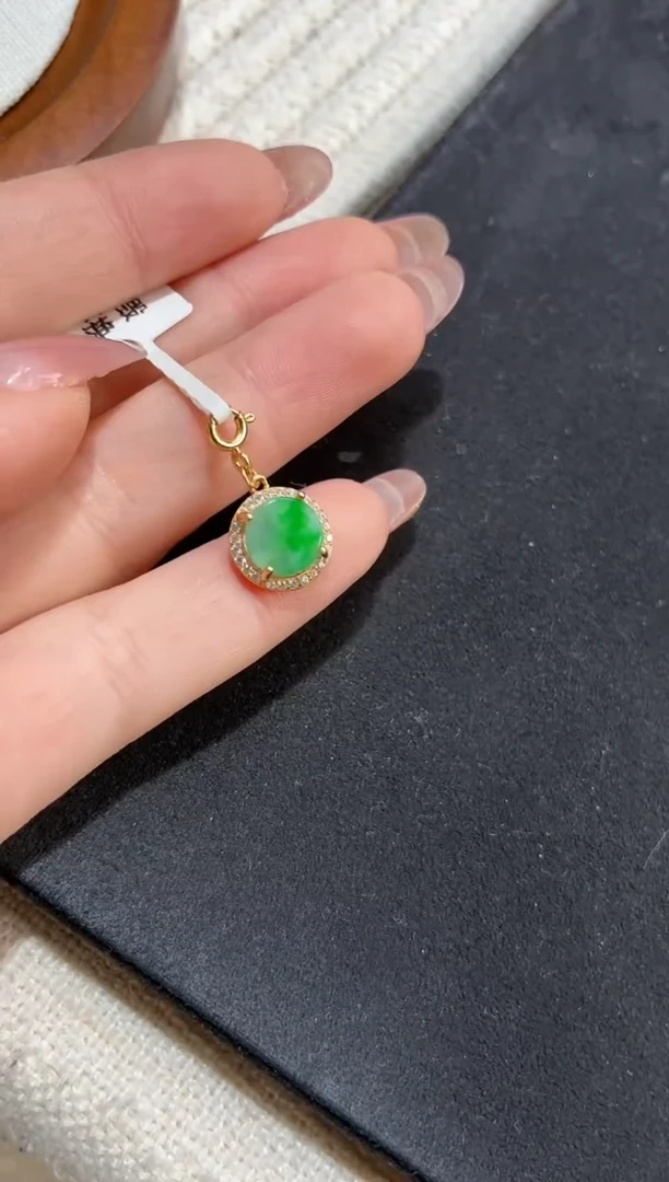 吊坠(不含链)银S925镶嵌翡翠【挽石珠宝】无事牌