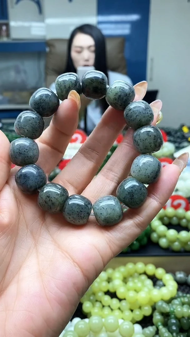 未镶嵌手串和田玉老型点墨青花16
