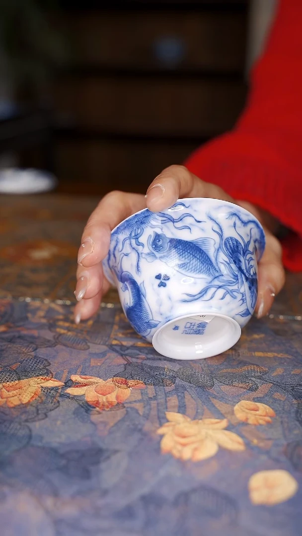 【闪购商品】杯望月怀古鱼澡超薄胎杯