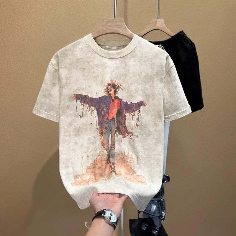 莱蒙璀【高端欧货】美式男士打底衫t恤宽松夏季宽松卡通印花短袖