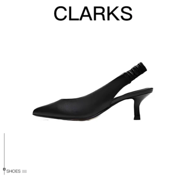 【达芬奇】clarks 皮革尖头细高跟鞋 5.5cm 女款 黑色-26165846