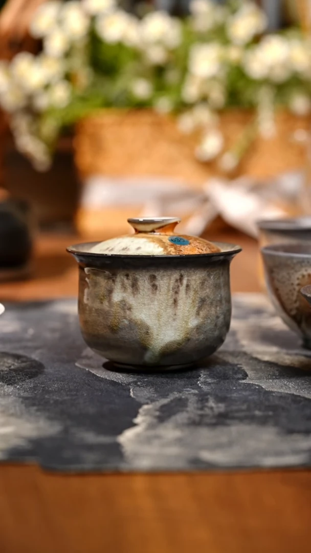 【闪购商品】有点窑渣635号盖碗~~青云柴烧裸烧