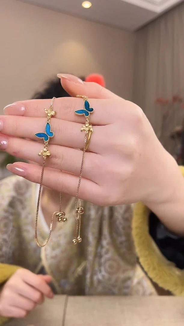 刺绣仿点翠蝴蝶手链