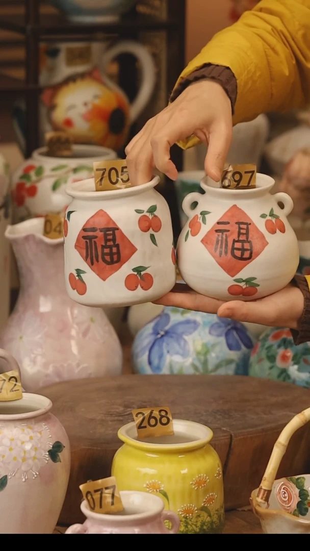 陶瓷陶瓷景德镇设计师手作花器摆件侘寂风@M697和705@2个