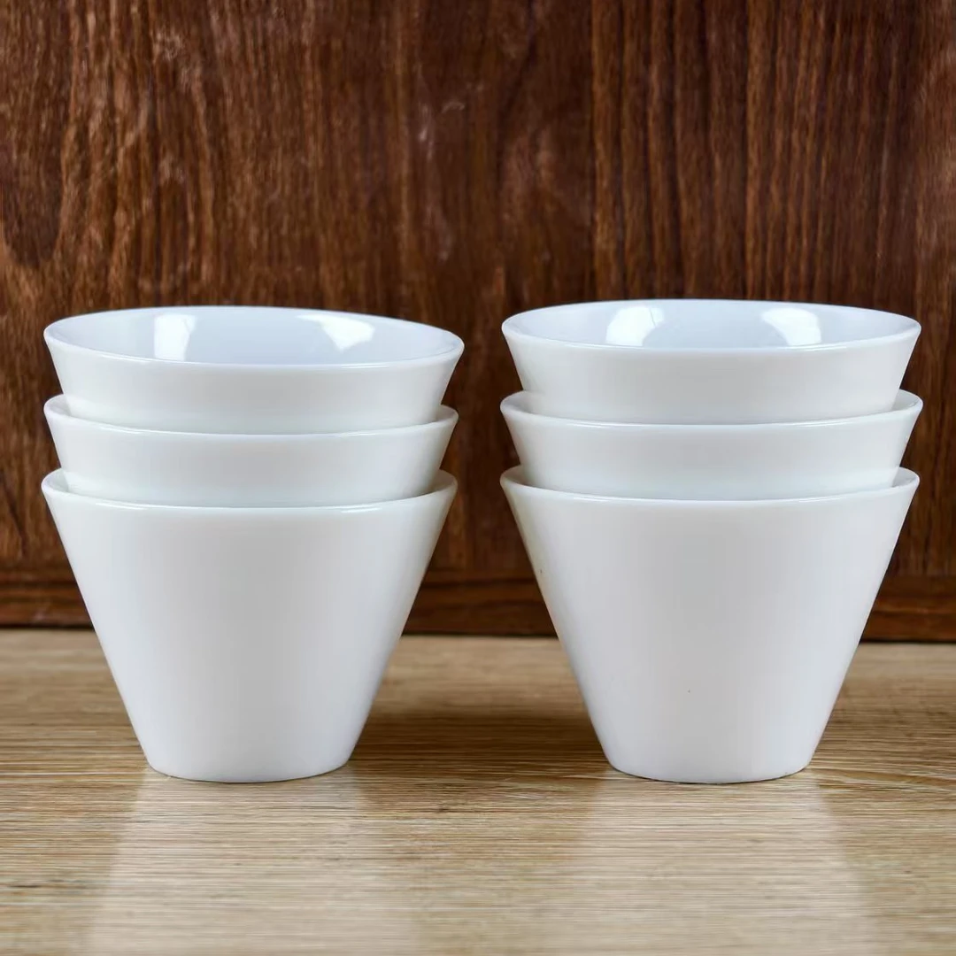 45ml羊脂玉陶瓷客杯斗笠杯6个一组