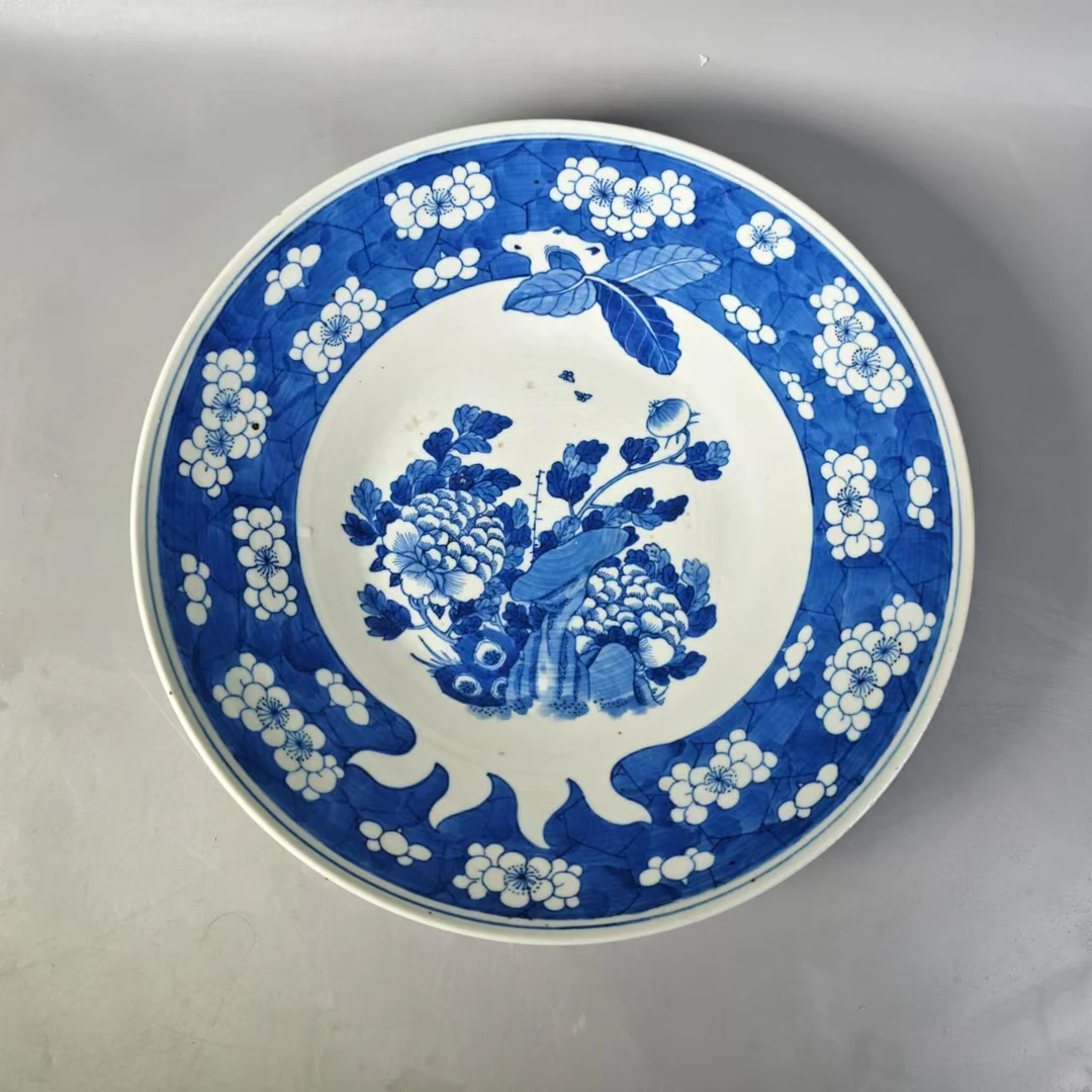 SCS17060清中期冰梅纹开窗洞石花卉纹盘/四川省文物总店