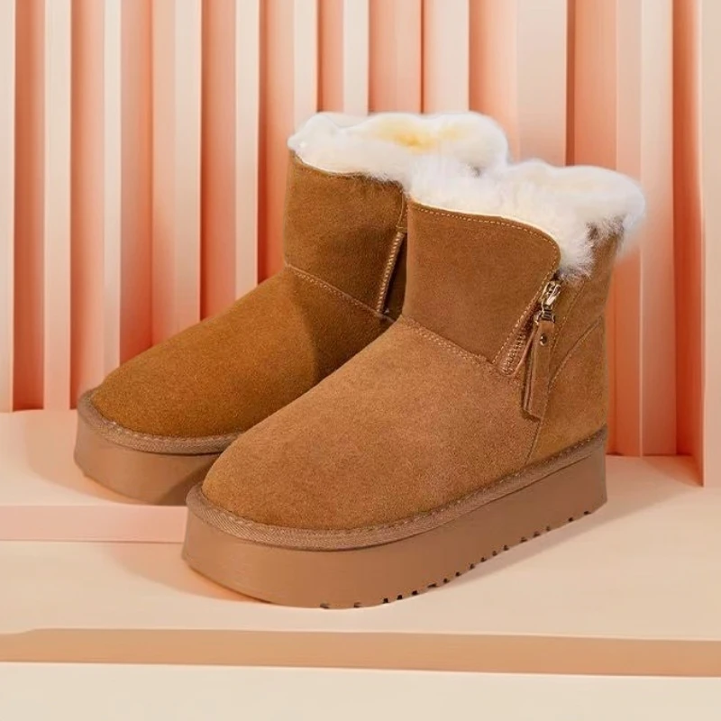 777圆头加厚雪地靴保暖百搭时尚雪地靴低帮中筒吸震冬季勃肯鞋