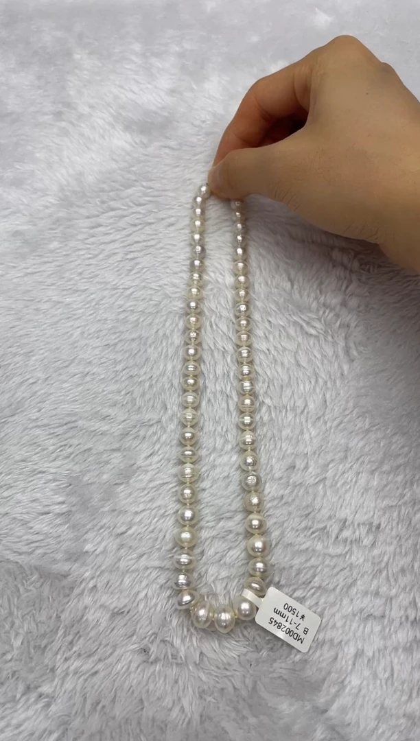项链银S925镶嵌海水珍珠澳白7-11mm