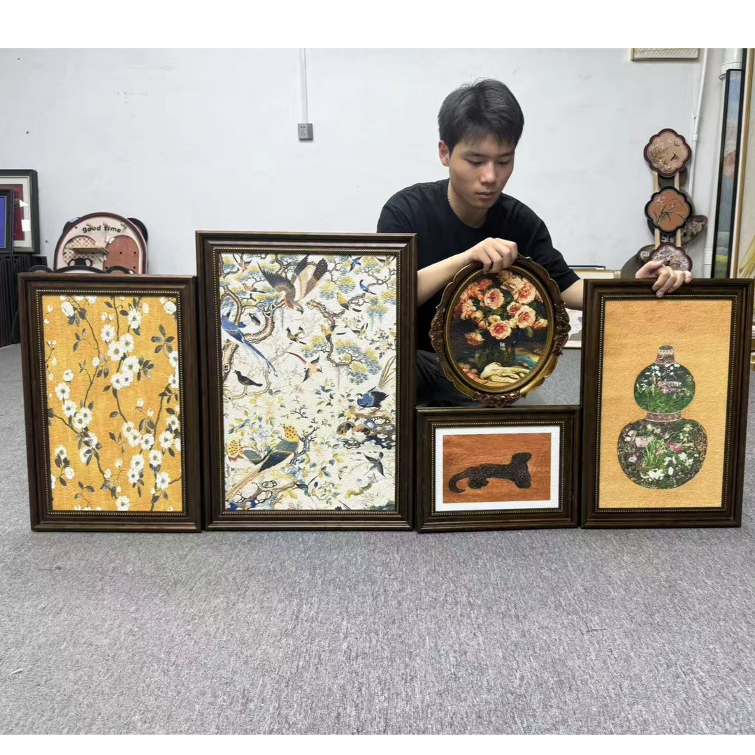 法式复古艺术葫芦金钱豹风格客厅沙发背景墙面装饰画500