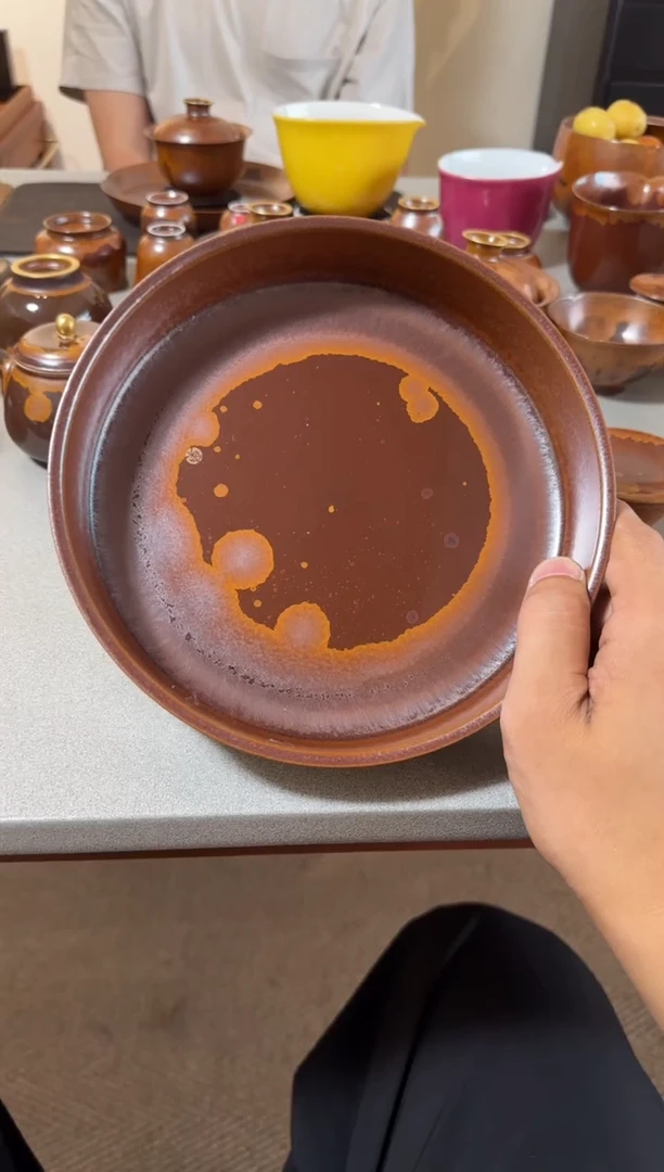 荣器  木首釉宽口壶承