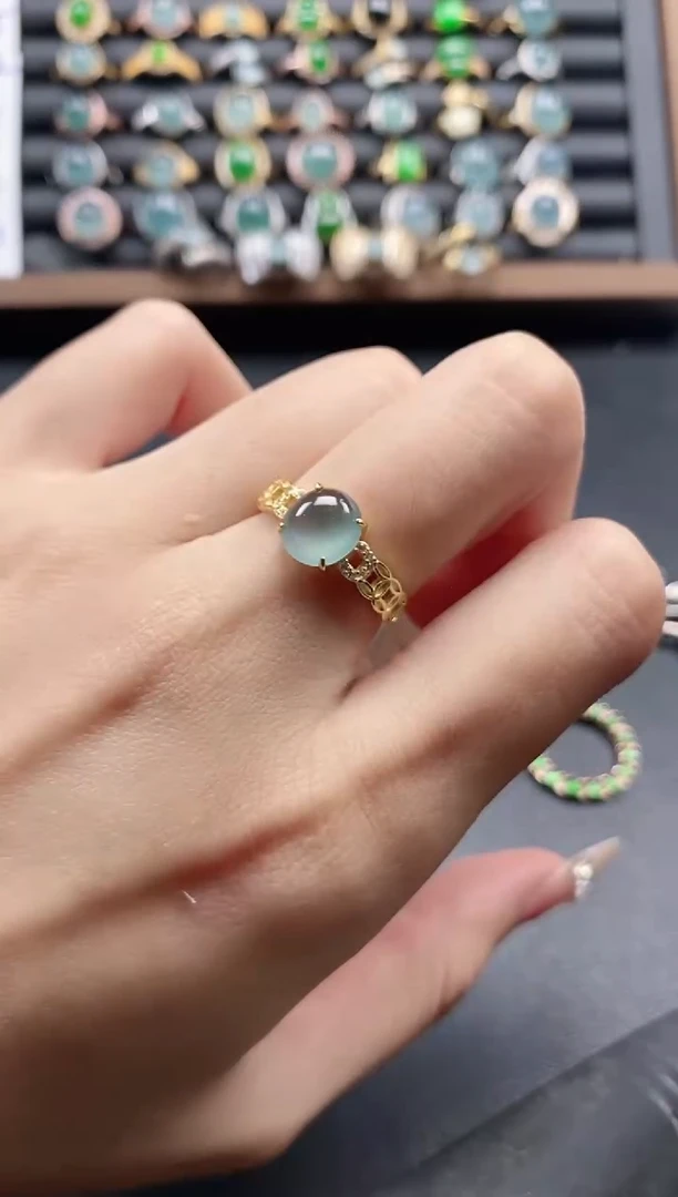 银S925镶嵌戒指翡翠51511