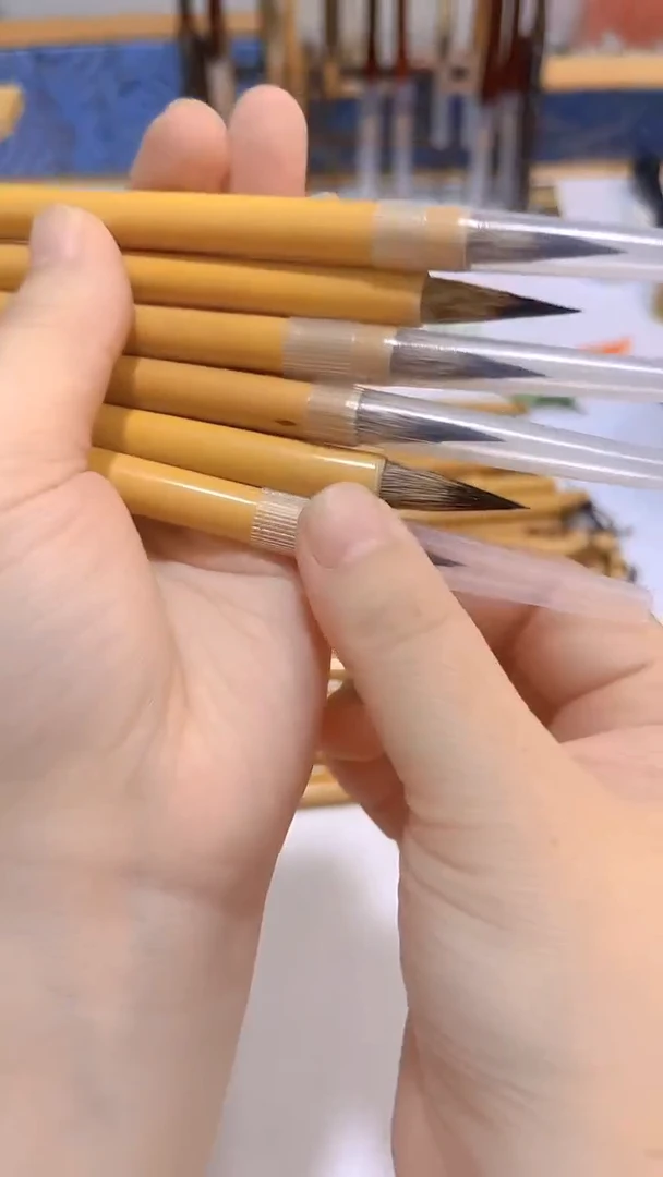 小墨竹  紫毫寸楷小行书毛笔6支