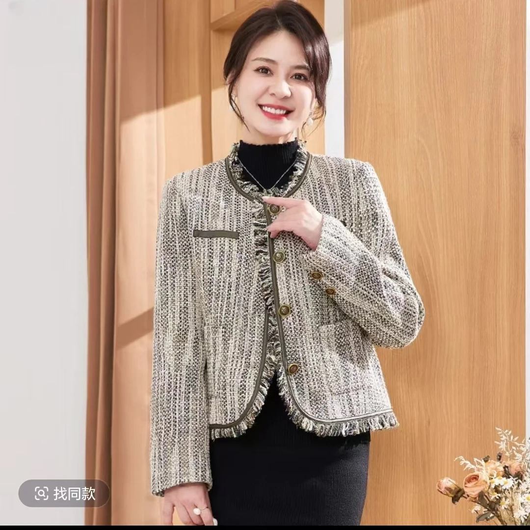 8416-H年轻妈妈小香风外套中年女装气质时尚洋气上衣新仓库2-1-2