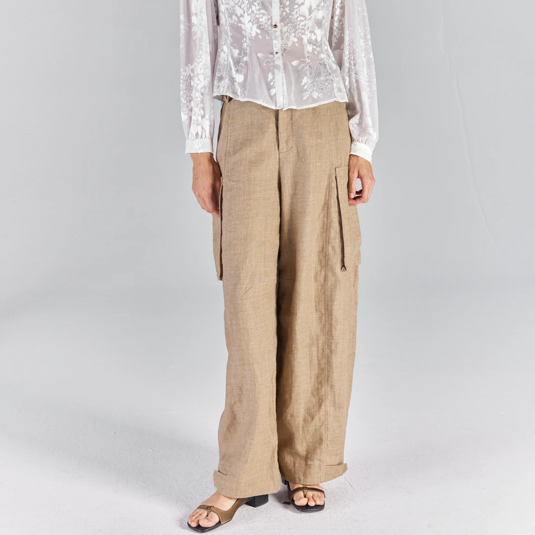 ICE DUST亚麻大口袋工装裤ICE051A43JE