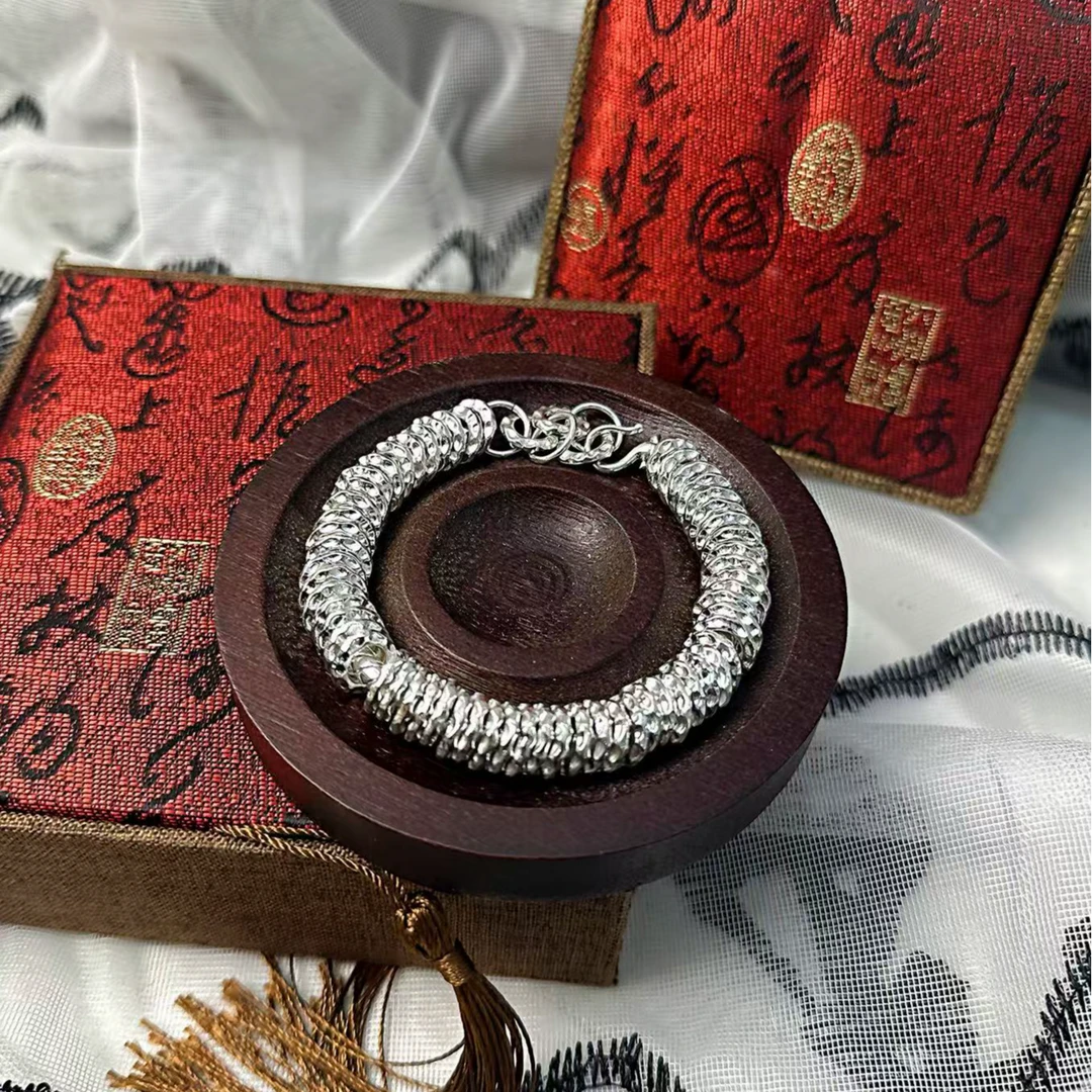 足银手镯 S108富婆盘缠手链经典百搭手工时尚复古