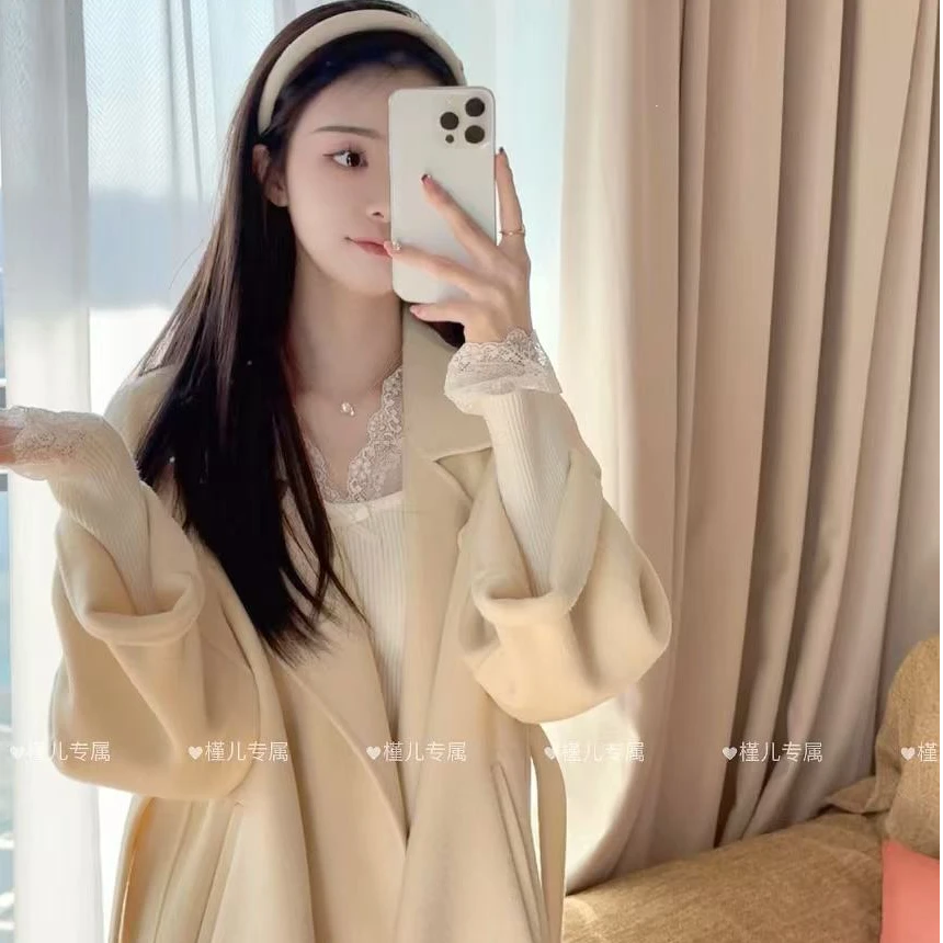 槿儿【西西里大衣】秋冬新款双面羊毛大衣中长款毛呢外套显瘦宽松