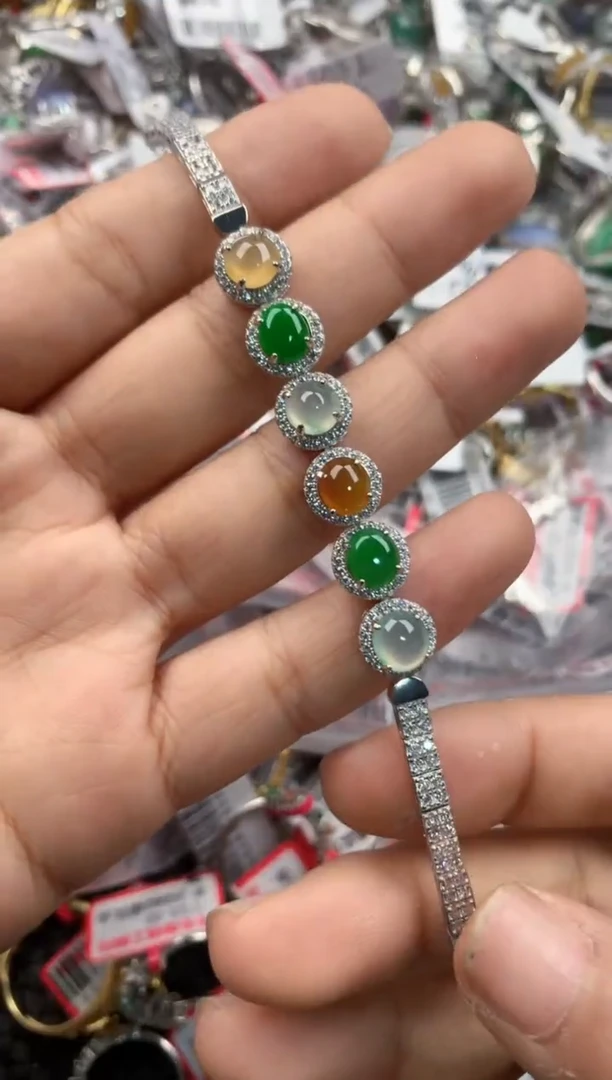 银S925镶嵌戒指翡翠111            7