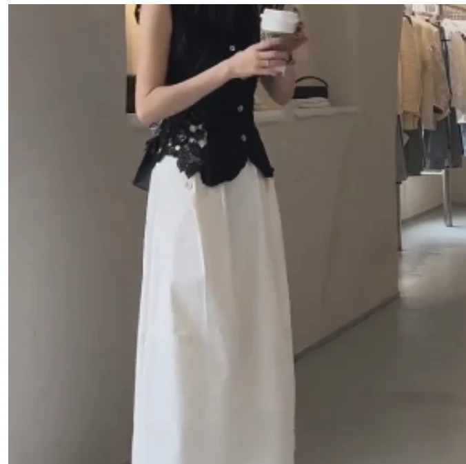 2025春季新款网红同款洋气气质韩版潮流镂空上衣半身裙Yi2